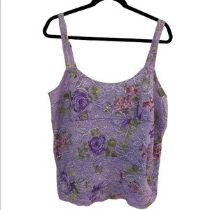 JANE & ERIC | Y2K Lace Lavender Floral Tank Top with Sequins 1X